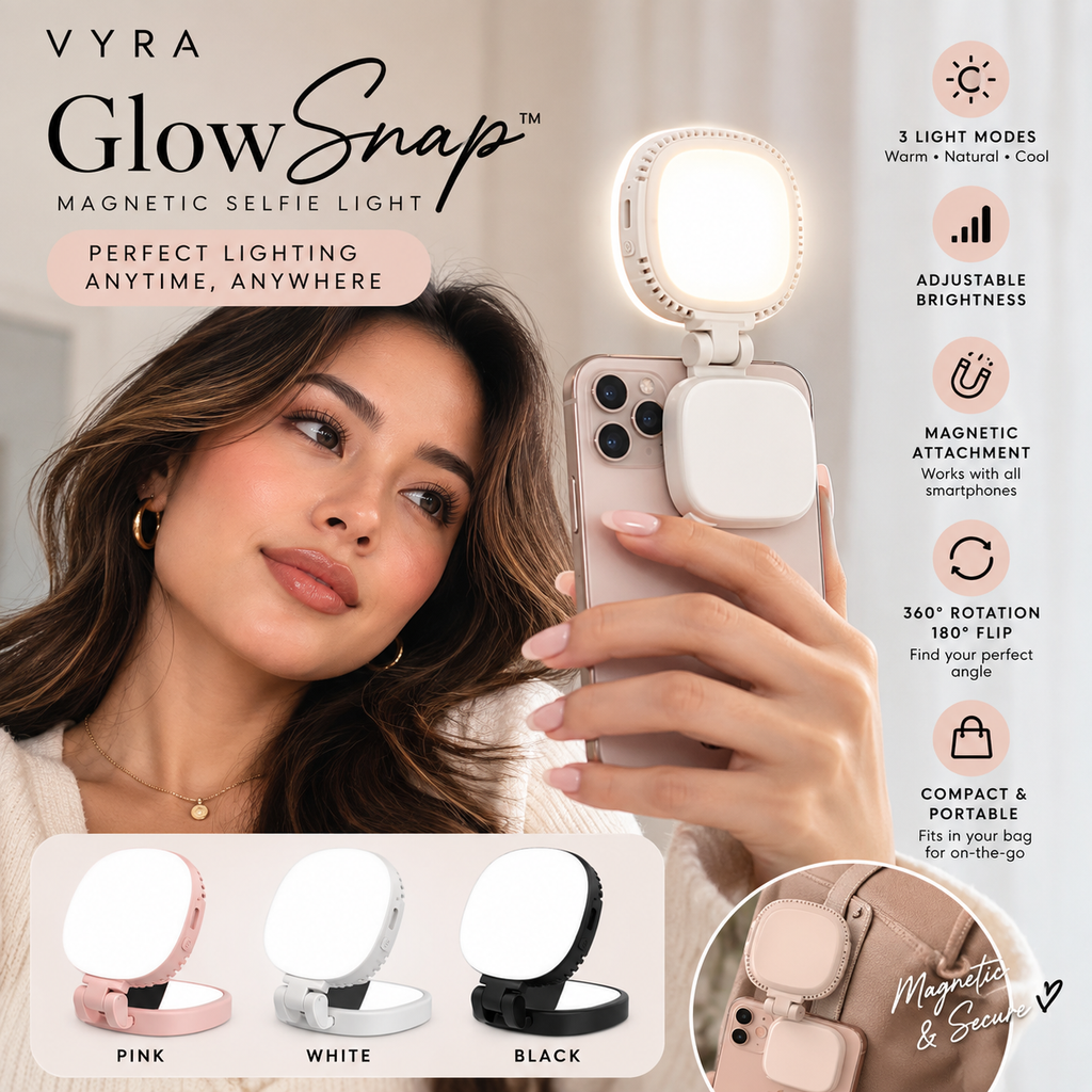 VYRA GlowSnap™ Magnetic Selfie Light + Mirror